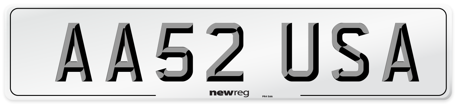 AA52 USA Number Plate from New Reg